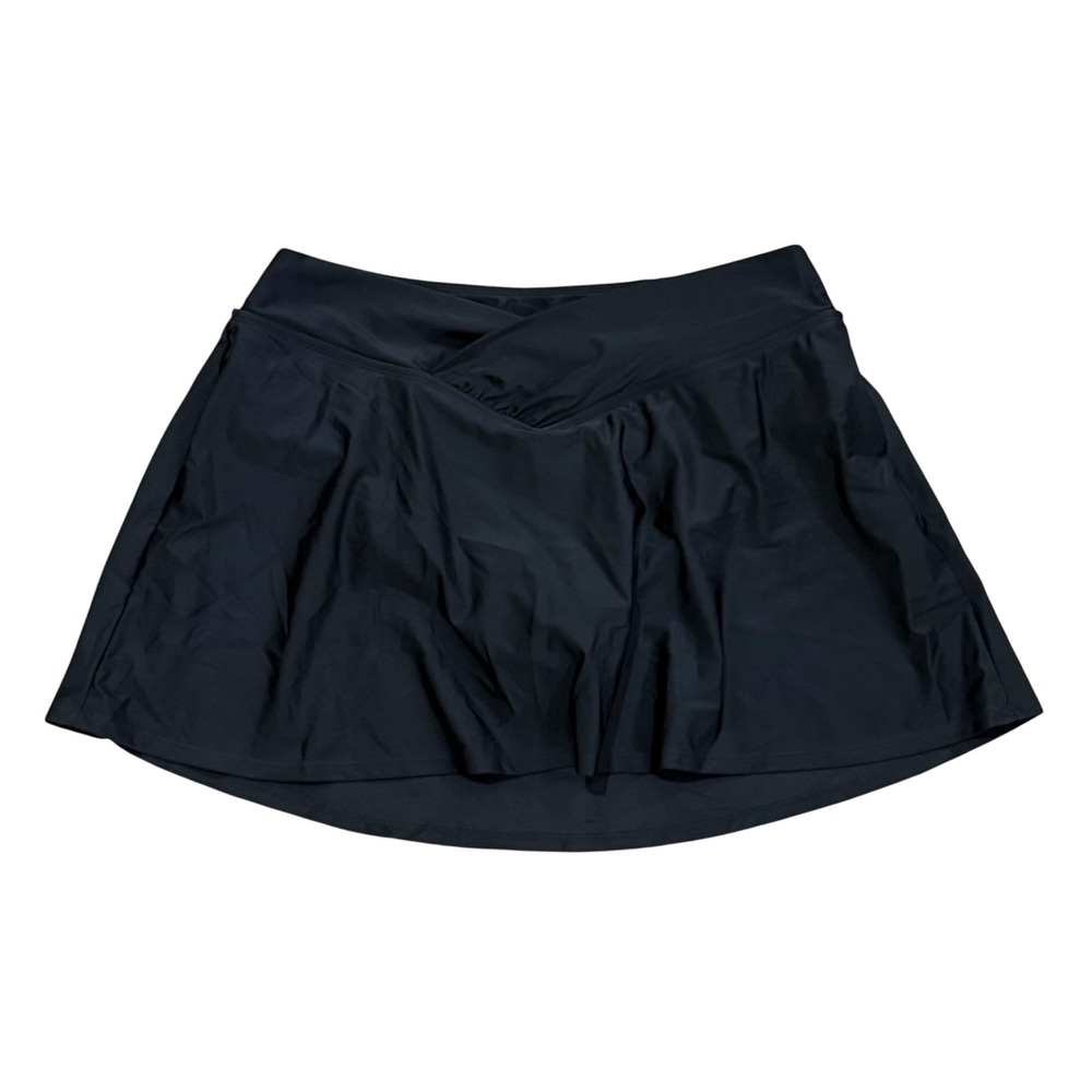 Lands' End Womens Black Crossover V-Front Swim Skirt XL New With Tags